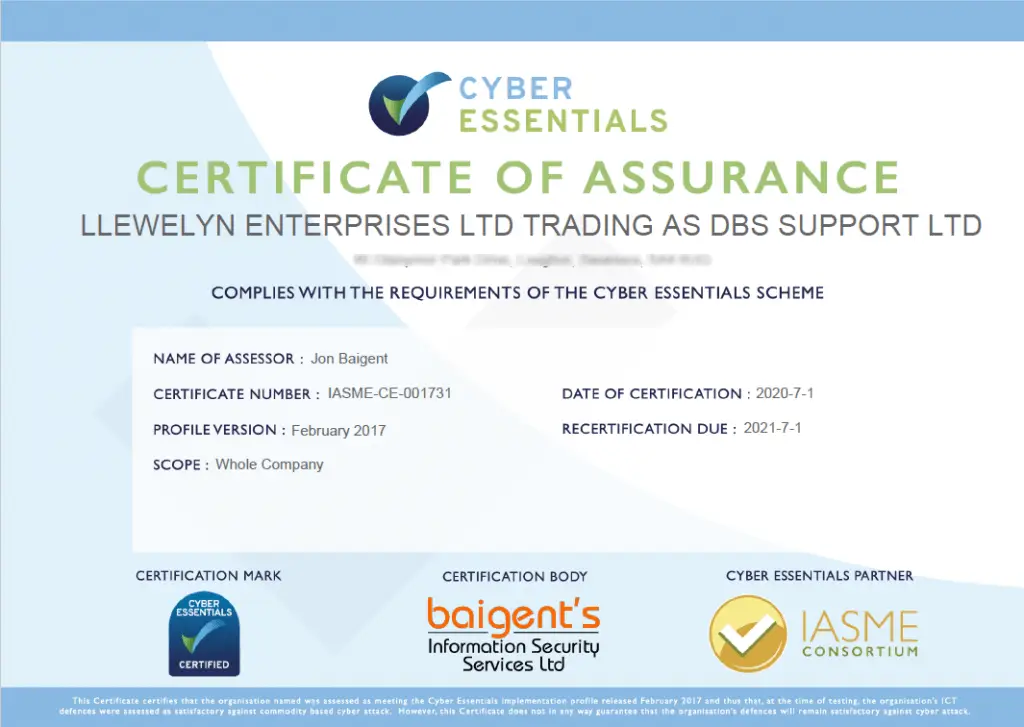 DBS Check Cyber Essentials